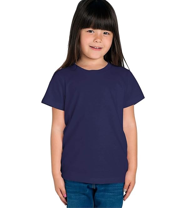 Girl's Colored Bio Washed Plain Cotton Short Sleeve Solid T-Shirt