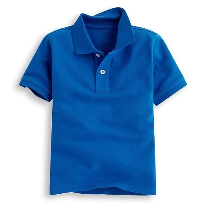 Boys & Girls Solid Polo Neck Casual Regular Fit Short Sleeve Cotton T-Shirt/Kids Uniform T-Shirt