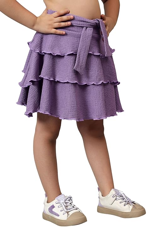 Girls Skirts with Attached Inner Shorts Layered Tiered Flowing Flared Skirts for Kids