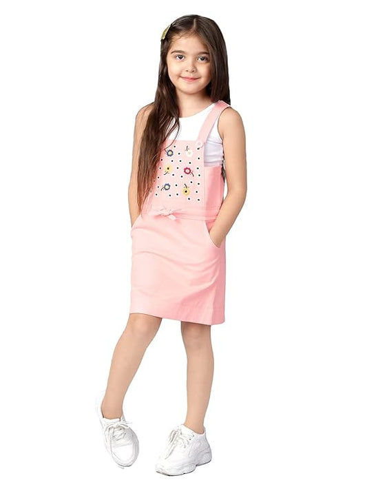 Girls Pinafore Dress,Peachy Pink