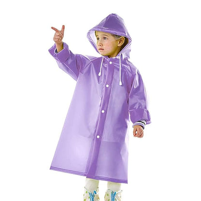 Kid's Girl's PVC Full Sleeve With Hooded PPlain Raincoat(Pink)-(Pack of 01)