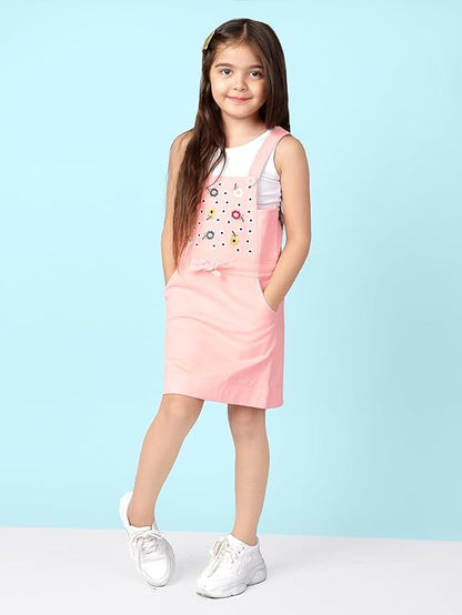 Girls Pinafore Dress,Peachy Pink