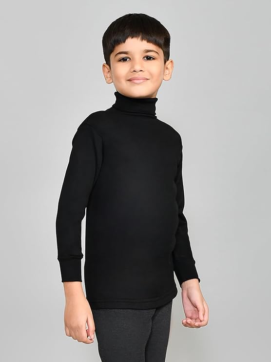 Wool Boys High-Neck Full Sleeves Thermal Top | High Neck Thermal Top for Boys | Pack of 2