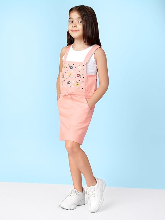 Girls Pinafore Dress,Peachy Pink