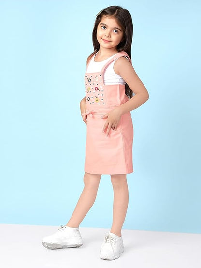 Girls Pinafore Dress,Peachy Pink