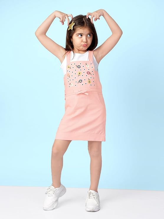Girls Pinafore Dress,Peachy Pink