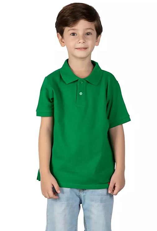 Boys & Girls Solid Polo Neck Casual Regular Fit Short Sleeve Cotton T-Shirt/Kids Uniform T-Shirt