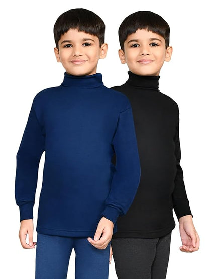 Wool Boys High-Neck Full Sleeves Thermal Top | High Neck Thermal Top for Boys | Pack of 2