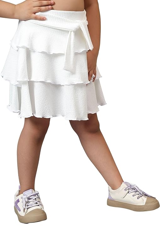 Girls Skirts with Attached Inner Shorts Layered Tiered Flowing Flared Skirts for Kids