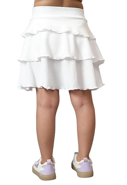 Girls Skirts with Attached Inner Shorts Layered Tiered Flowing Flared Skirts for Kids