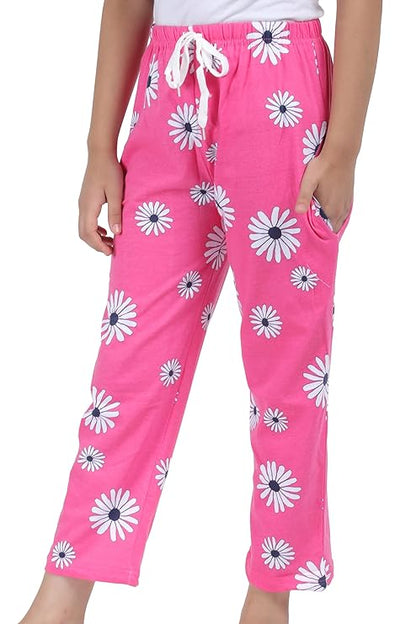 Girls' Printed Shirt & Pyjama Night Suit Set | Pure Cotton | Regular Fit, Comfortable, Short Sleeves, Spread Collar | Lounge Wear