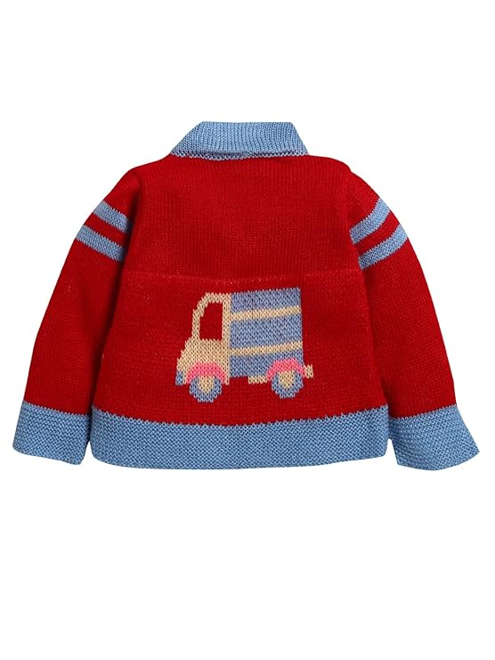 Baby Woolen Cardigan Sweater in 0-3, 3-6, 6-12 months & 1-2 years with Car & Truck Pattern