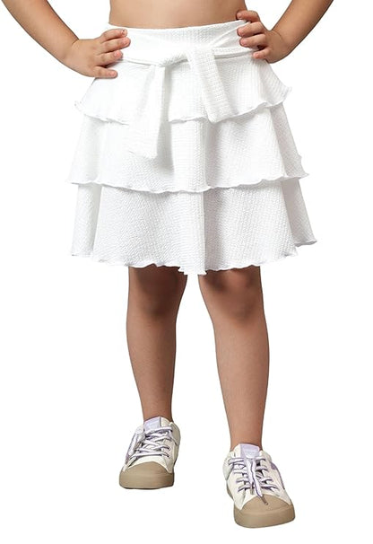 Girls Skirts with Attached Inner Shorts Layered Tiered Flowing Flared Skirts for Kids