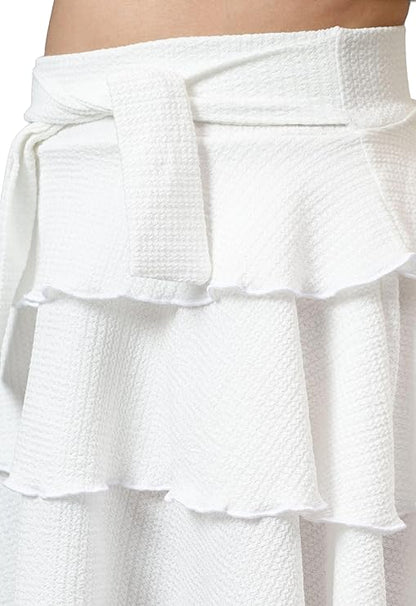 Girls Skirts with Attached Inner Shorts Layered Tiered Flowing Flared Skirts for Kids